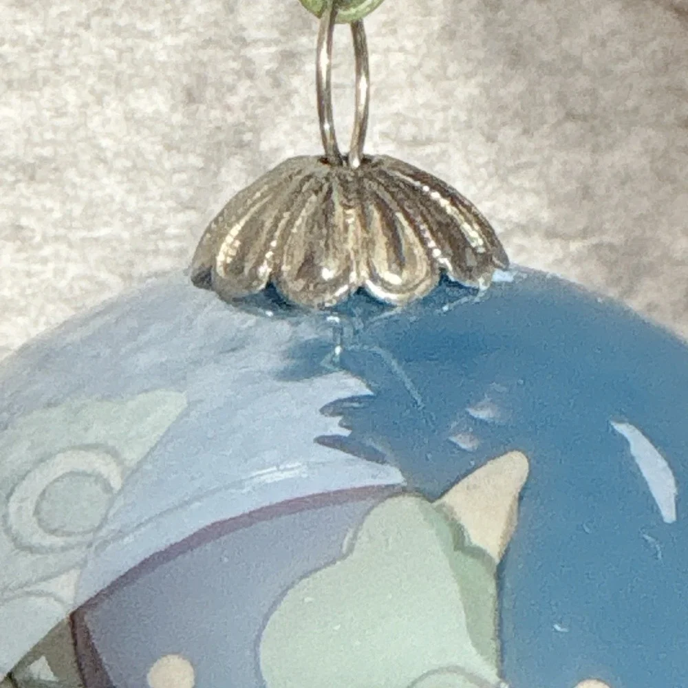 Pier One Peace Dove Ornament W/Box 2009 LI BIEN Blue Reverse Hand Painted Glass